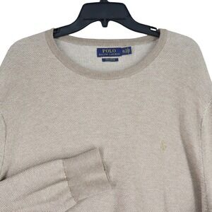 Polo Ralph Lauren Sweater Mens XXL Tan Pima Cotton Pony Logo Casual